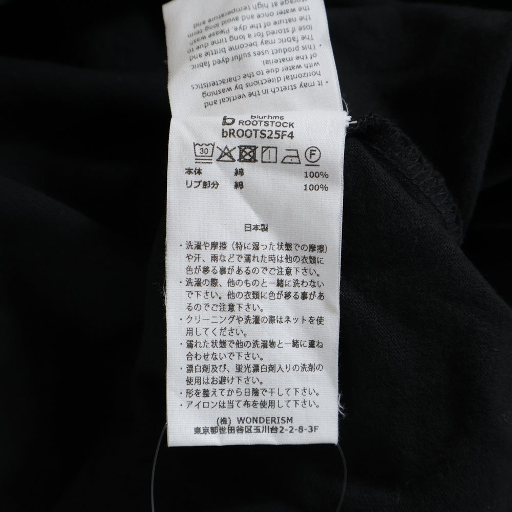 blurhms(ブラームス) CLASSIC HENLEY L/S クラシック コットン ヘンリーネック長袖Tシャツ カットソー ブラック bROOTS25F4