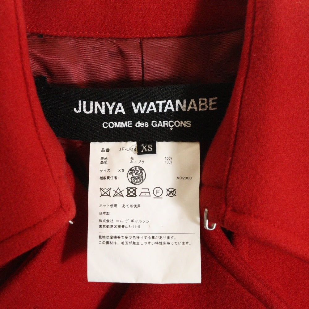 JUNYA WATANABE COMME des GARCONS(ジュンヤワタナベ コムデギャルソン) 20AW AD2020 ウールメルトン ショートトレンチ ジャケット レディース レッド JF‐J043