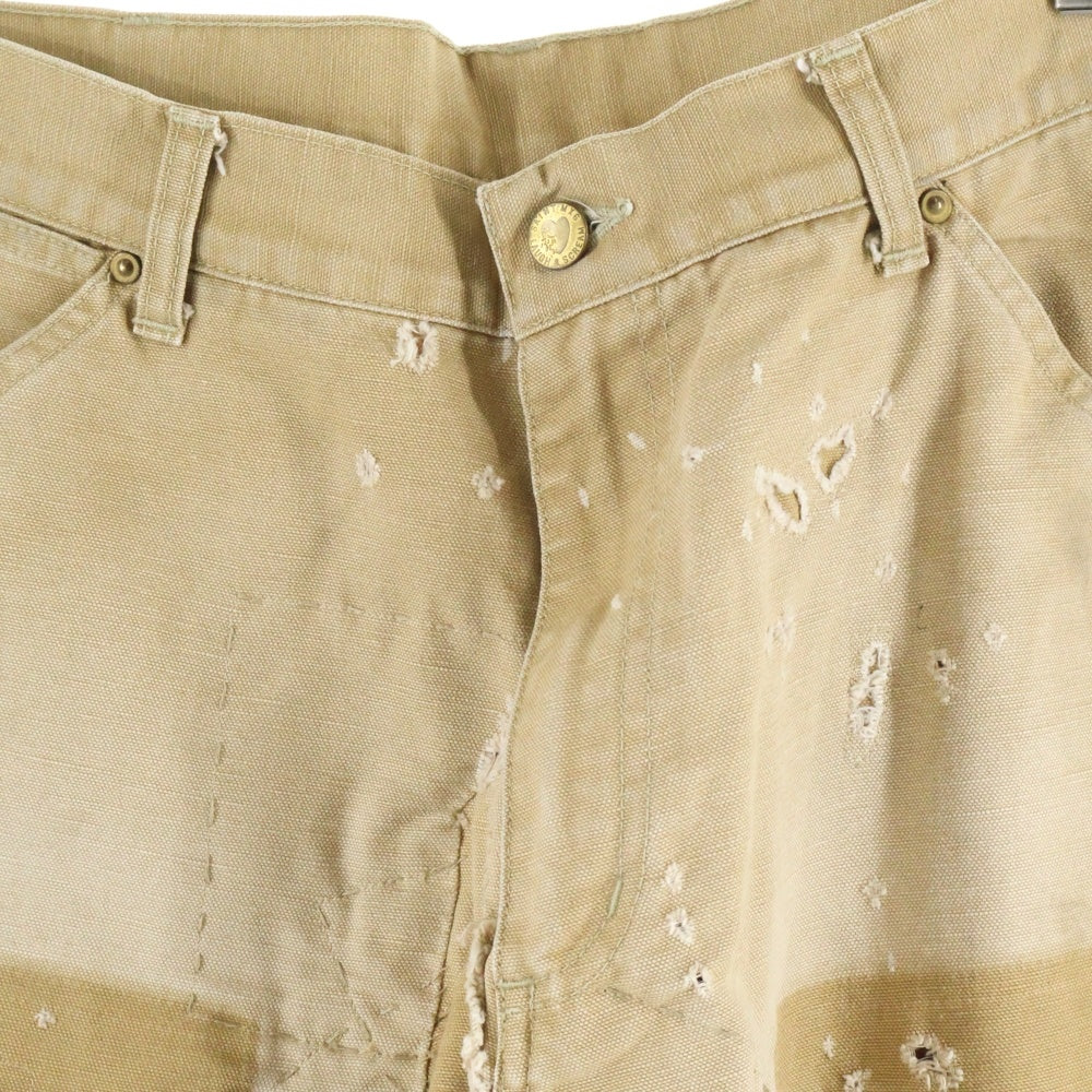 SAINT MICHAEL(セントマイケル) 24AW DOUBLE KNEE ダブルニー フレア コットン ワークパンツ ベージュ SM-YS1-0000-068