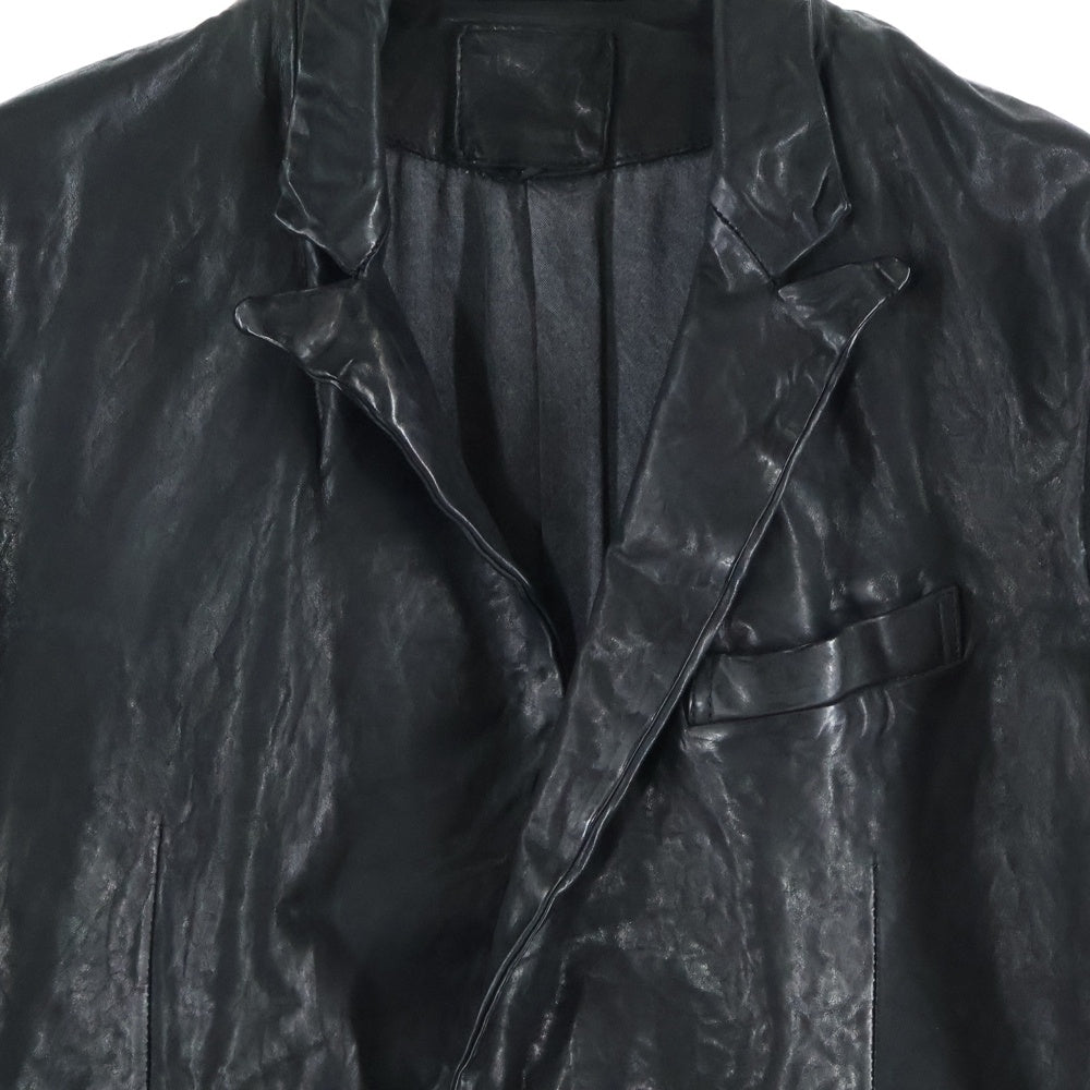 ISAMU KATAYAMA BACKLASH(イサムカタヤマバックラッシュ) イタリアンダブルショルダーレザー 製品染 1B シングルジャケット ブラック 1254-30