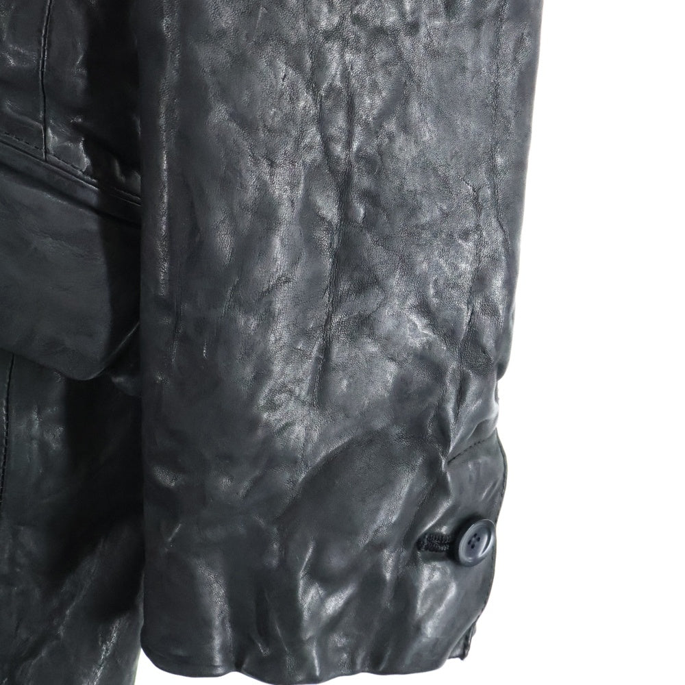 ISAMU KATAYAMA BACKLASH(イサムカタヤマバックラッシュ) イタリアンダブルショルダーレザー 製品染 1B シングルジャケット ブラック 1254-30