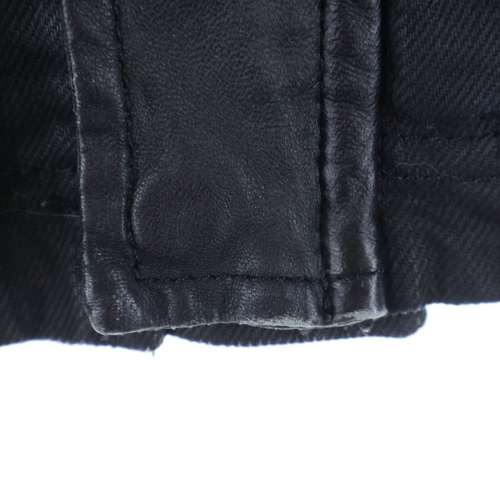 DIESEL(ディーゼル) 異素材切替 コーティング ジップアップ バイカージャケット ブラック