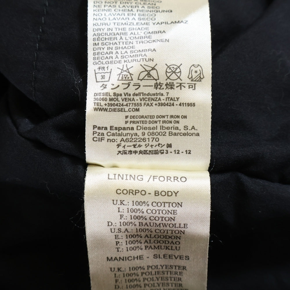 DIESEL(ディーゼル) 異素材切替 コーティング ジップアップ バイカージャケット ブラック