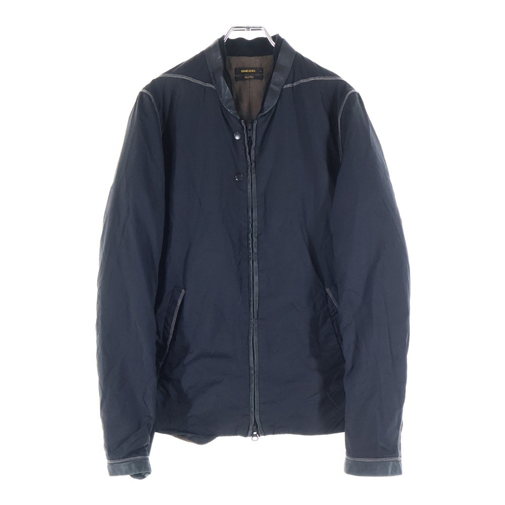 DIESEL BLACK GOLD(ディーゼルブラックゴールド) 異素材切替 シープスキン ジップアップ ナイロンジャケット ブラック