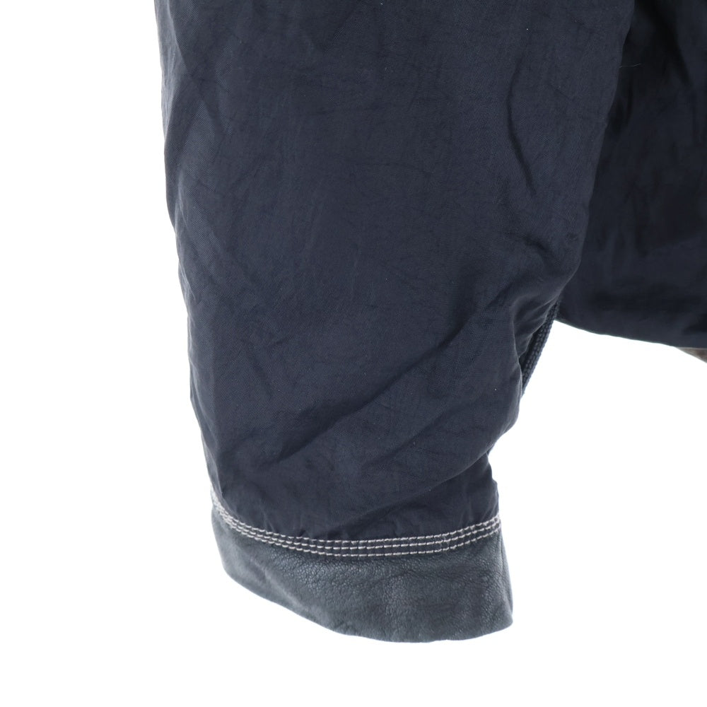 DIESEL BLACK GOLD(ディーゼルブラックゴールド) 異素材切替 シープスキン ジップアップ ナイロンジャケット ブラック