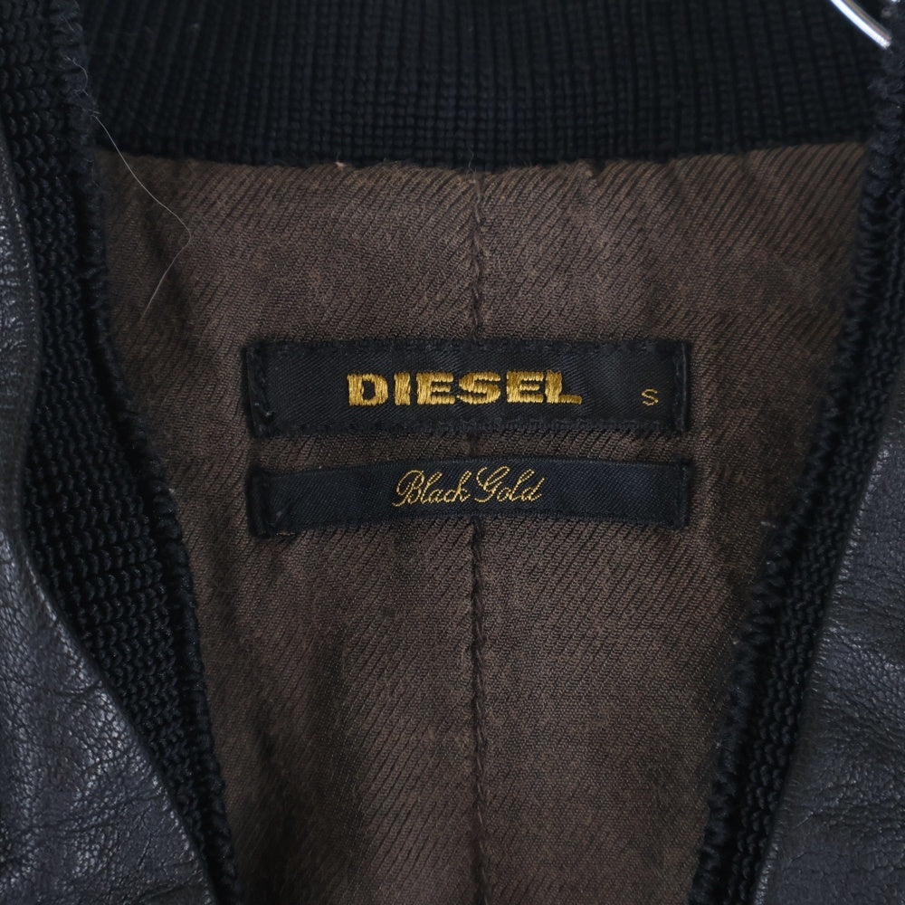 DIESEL BLACK GOLD(ディーゼルブラックゴールド) 異素材切替 シープスキン ジップアップ ナイロンジャケット ブラック