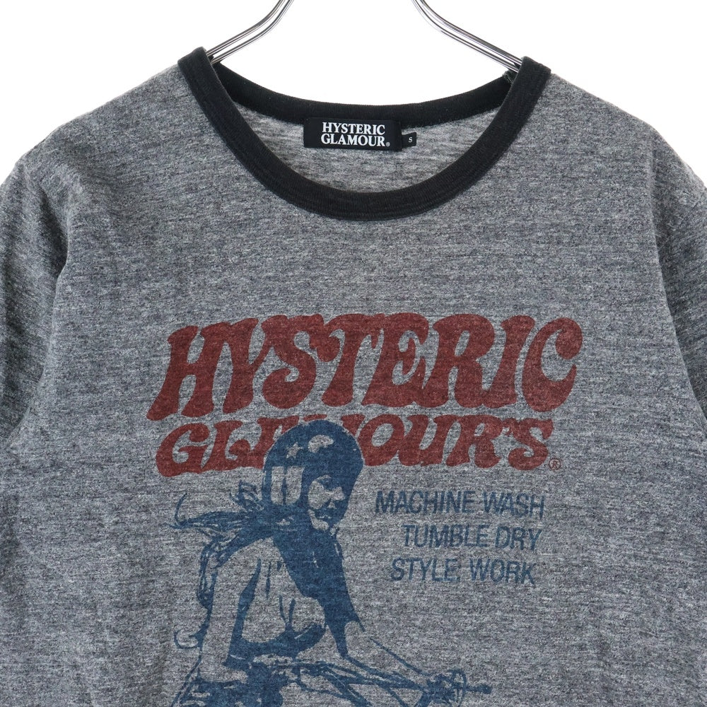 HYSTERIC GLAMOUR(ヒステリックグラマー) プリント 半袖 リンガーTシャツ カットソー グレー 0293CT01