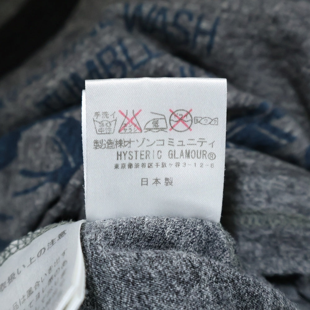 HYSTERIC GLAMOUR(ヒステリックグラマー) プリント 半袖 リンガーTシャツ カットソー グレー 0293CT01