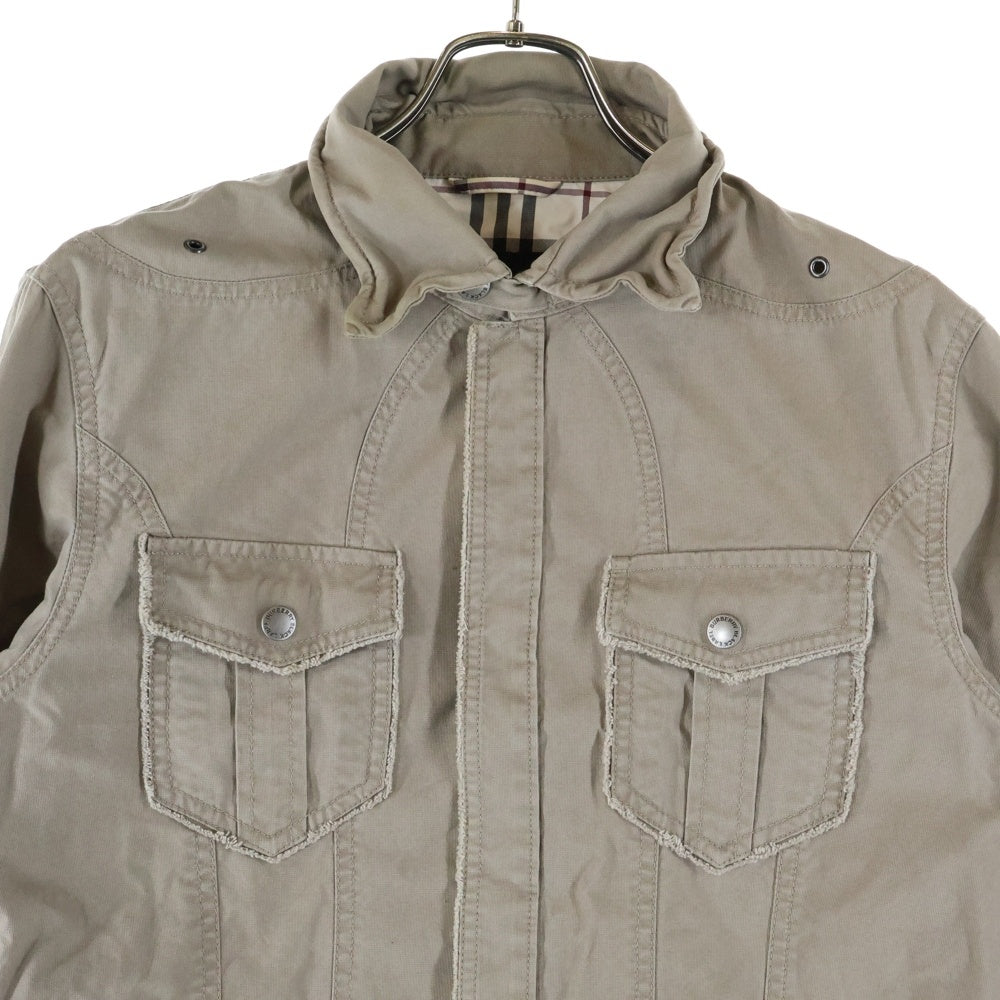 BURBERRY BLACK LABEL(バーバリー ブラックレーベル) コットン スナップボタン 長袖シャツ ベージュ BMP26-622-43