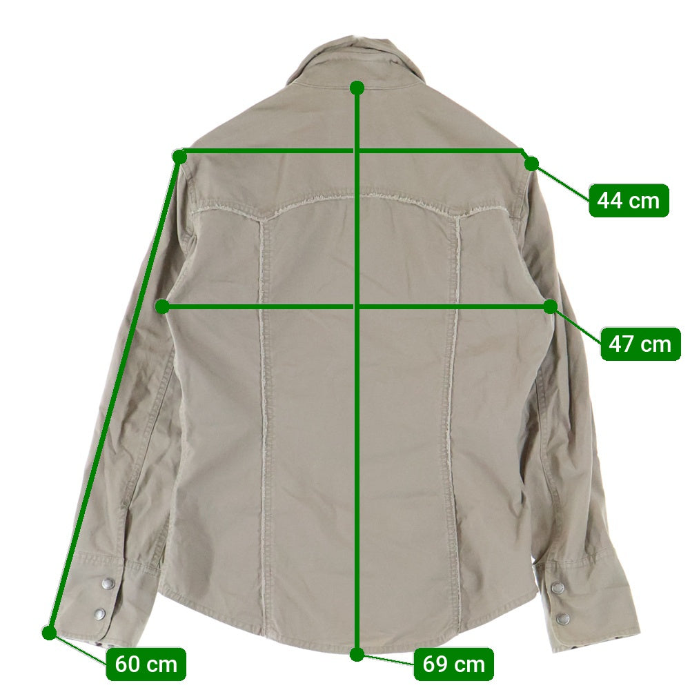 BURBERRY BLACK LABEL(バーバリー ブラックレーベル) コットン スナップボタン 長袖シャツ ベージュ BMP26-622-43