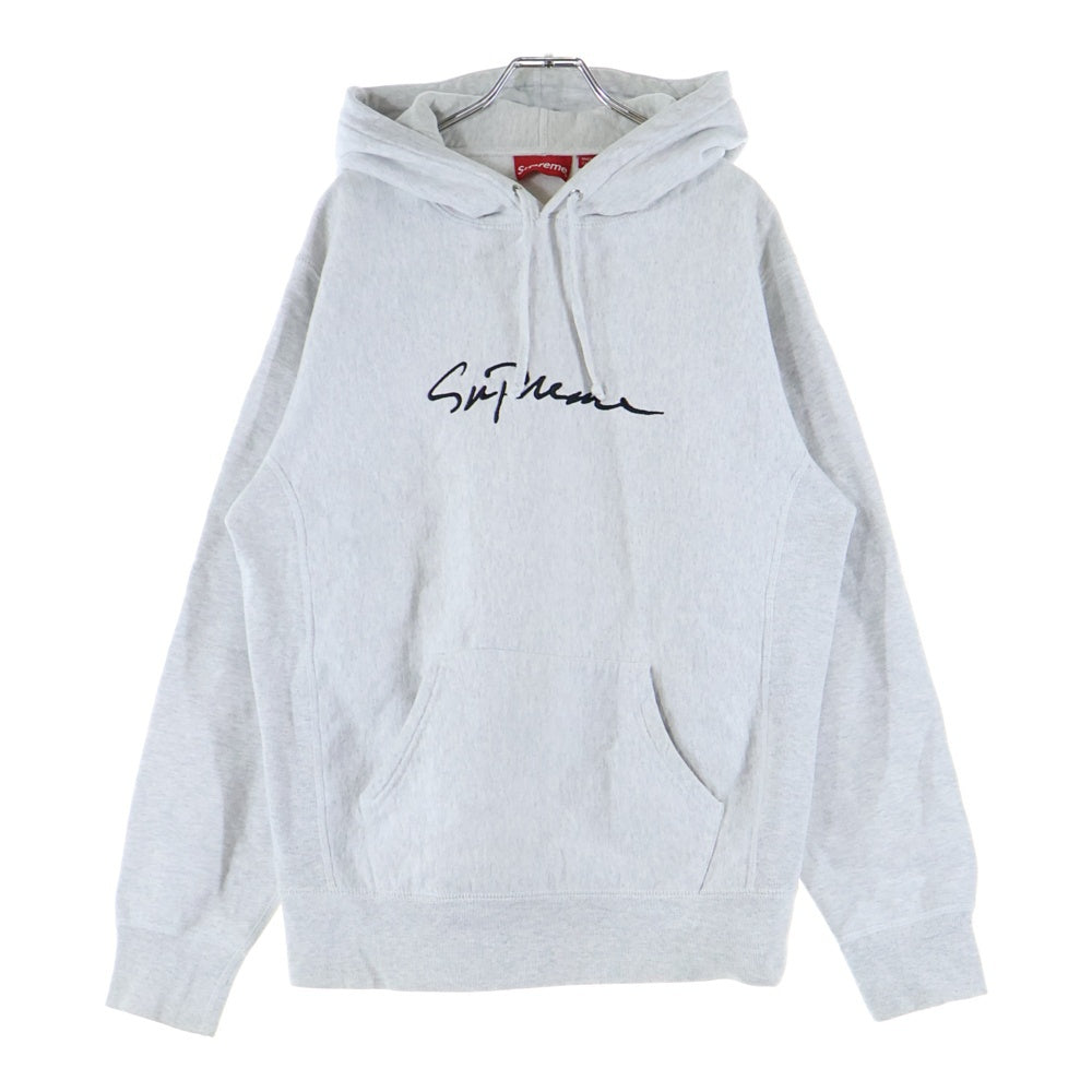 SUPREME(シュプリーム) 18AW Classic Script Hooded Sweatshirt クラシック スクリプト フーデッドスウェット プルオーバーパーカー グレー