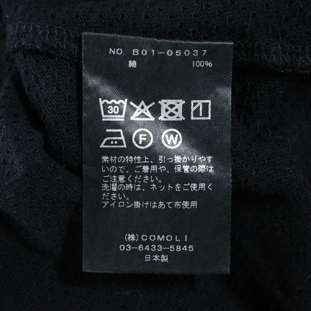 COMOLI(コモリ) 25SS コットンメッシュ ノースリーブ カットソー ブラック B01‐05037