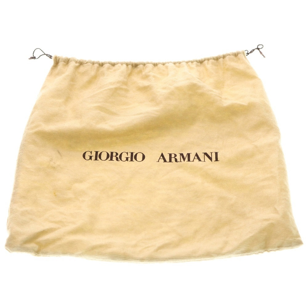 GIORGIO ARMANI(ジョルジオアルマーニ) アジャスター付き ロゴ刻印 レザーショルダーバッグ ブラウン