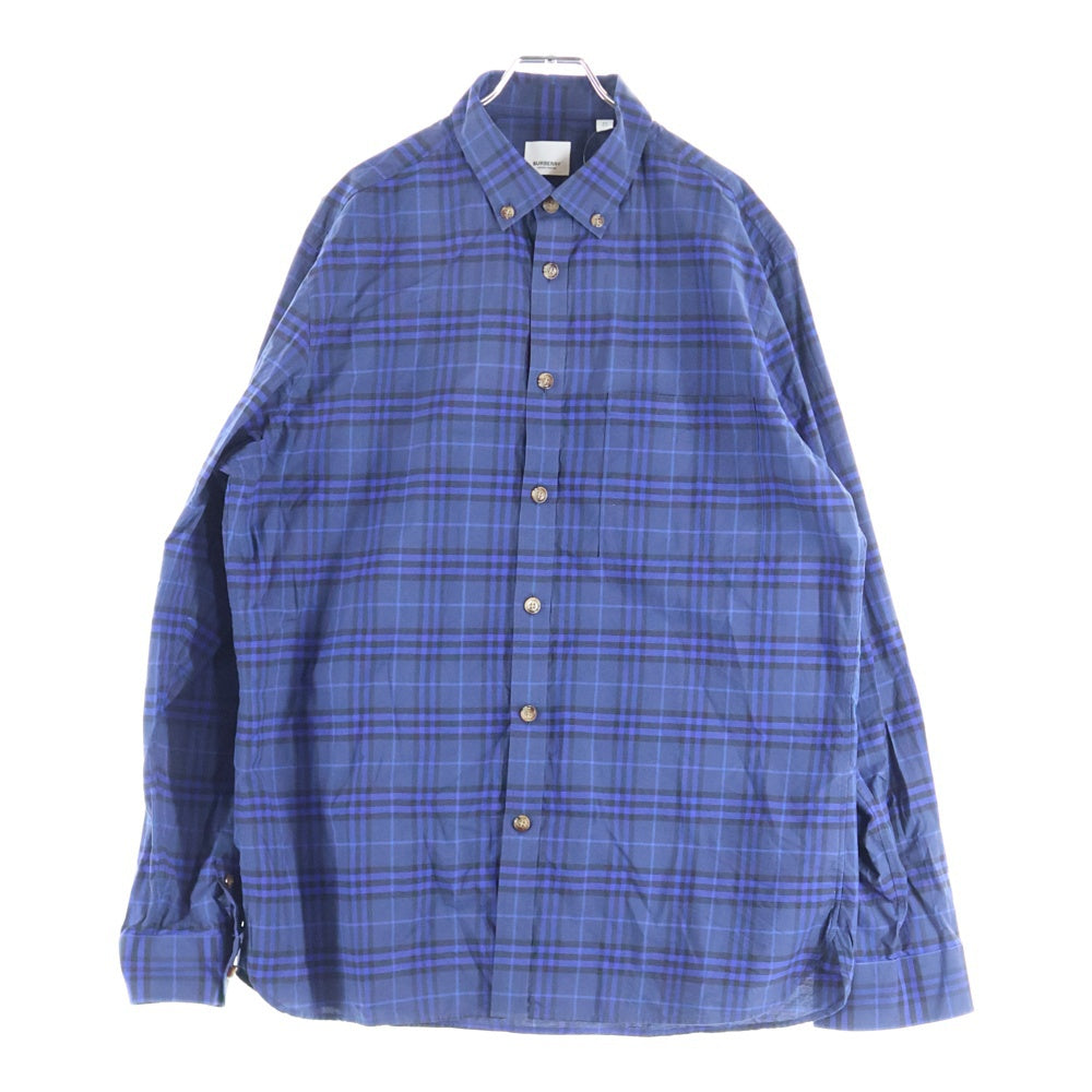 BURBERRY(バーバリー) ボタンダウン チェック 長袖 シャツ ブルー 8048121