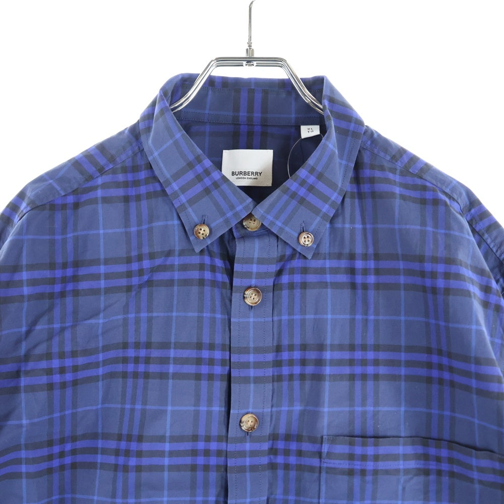 BURBERRY(バーバリー) ボタンダウン チェック 長袖 シャツ ブルー 8048121