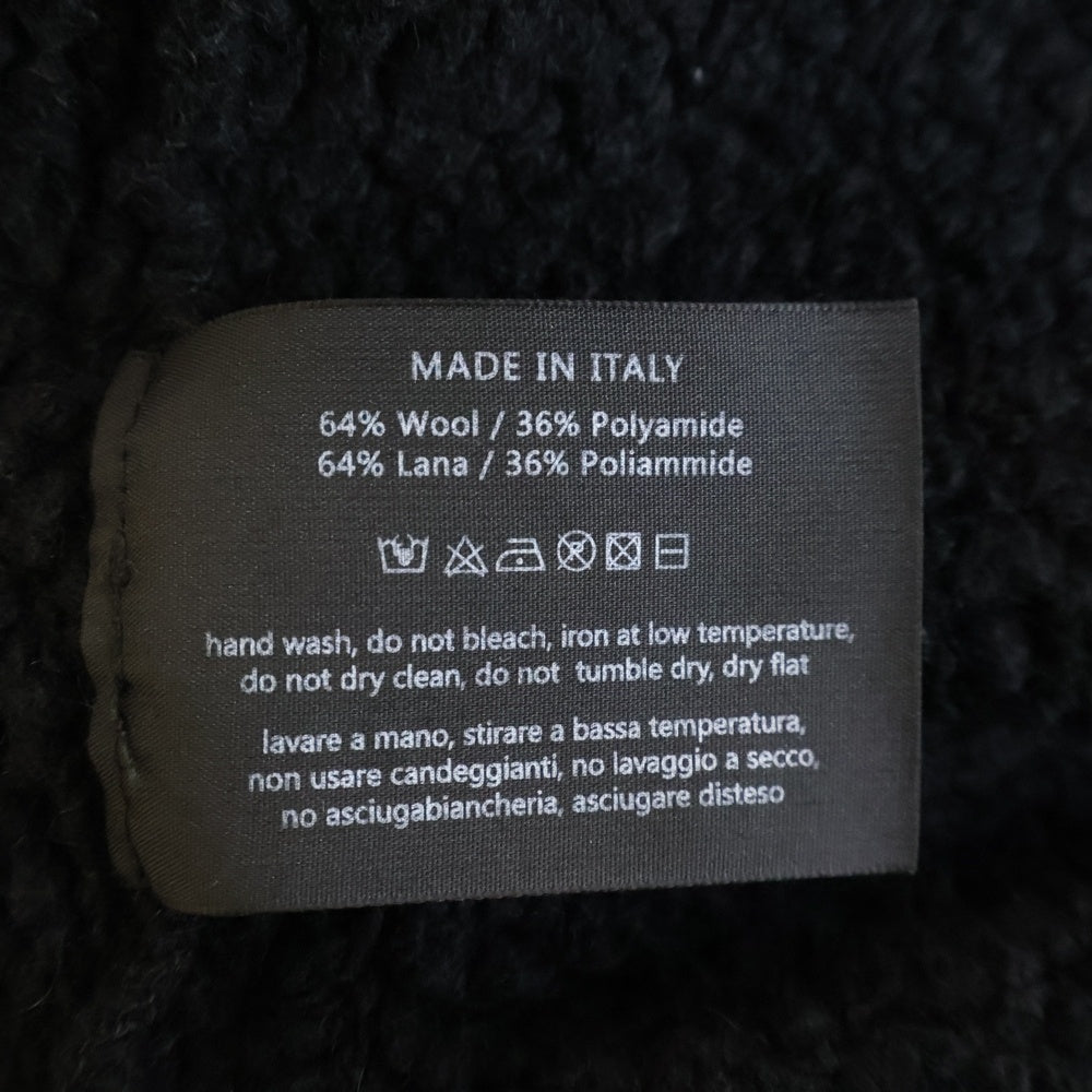 GIUSEPPE ZANOTTI(ジュゼッペ ザノッティ) フロントロゴ刺繍 ボア切り替え ジップアップスウェットパーカー フーディー ブラック