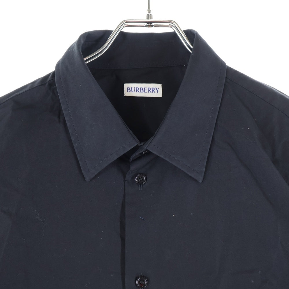 BURBERRY(バーバリー) エンブロイダリー ロゴ チェック 長袖 シャツ ブラック 8091925