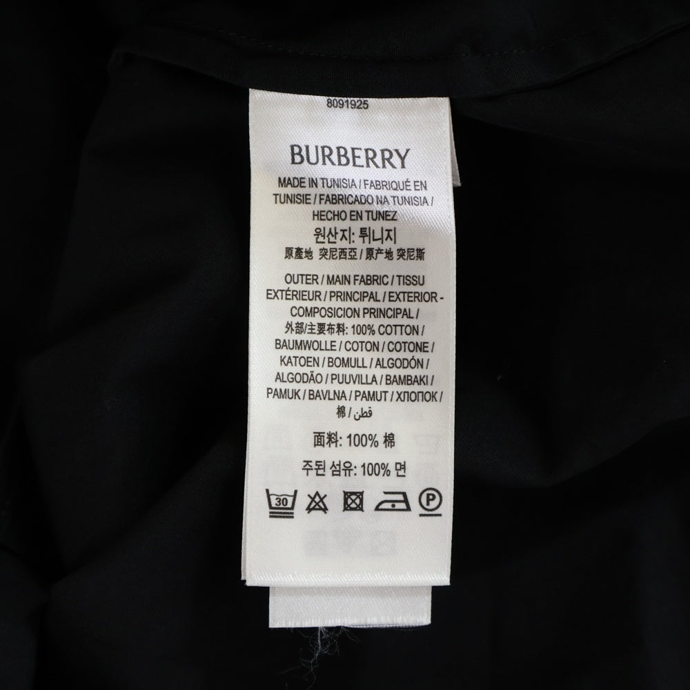 BURBERRY(バーバリー) エンブロイダリー ロゴ チェック 長袖 シャツ ブラック 8091925