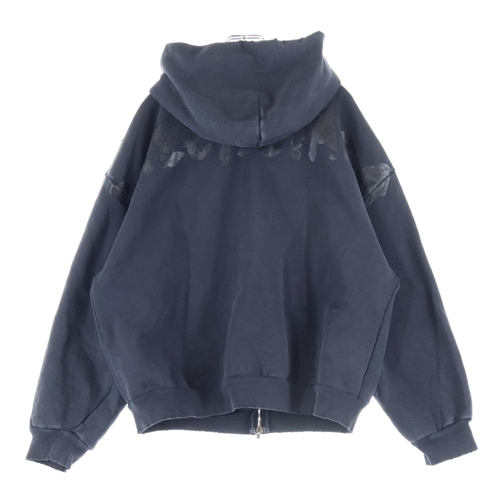 BALENCIAGA(バレンシアガ) Painted Zip-up Hoodie ダメージ加工 バックペイント ジップアップフーディ スウェットパーカー ブラック 803264 TRVU1