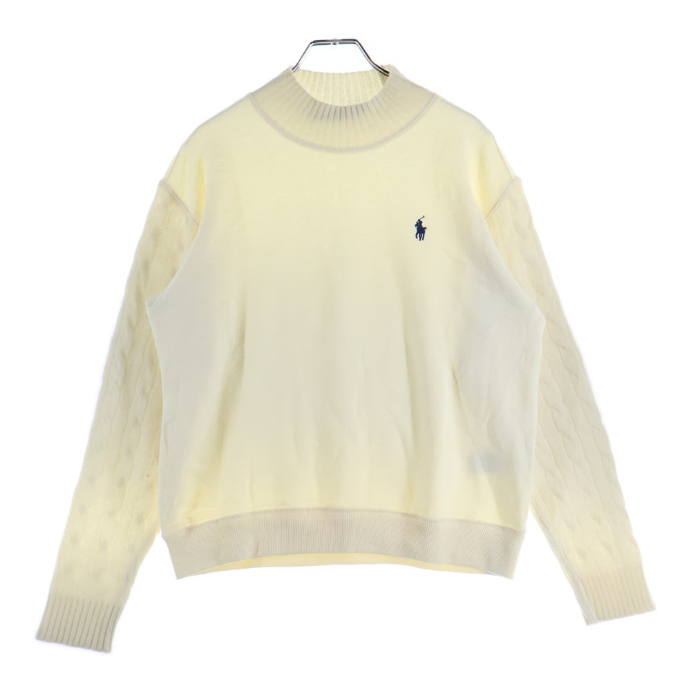 POLO RALPH LAUREN(ポロラルフローレン) 胸ロゴデザイン アーム切り替え モックネック ニット レディース セーター ホワイト