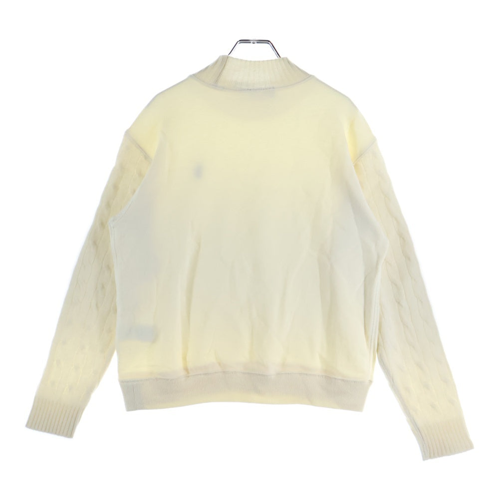 POLO RALPH LAUREN(ポロラルフローレン) 胸ロゴデザイン アーム切り替え モックネック ニット レディース セーター ホワイト