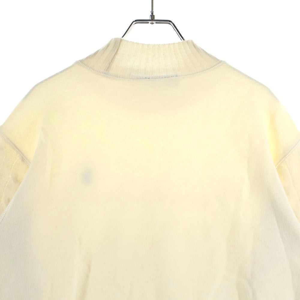 POLO RALPH LAUREN(ポロラルフローレン) 胸ロゴデザイン アーム切り替え モックネック ニット レディース セーター ホワイト