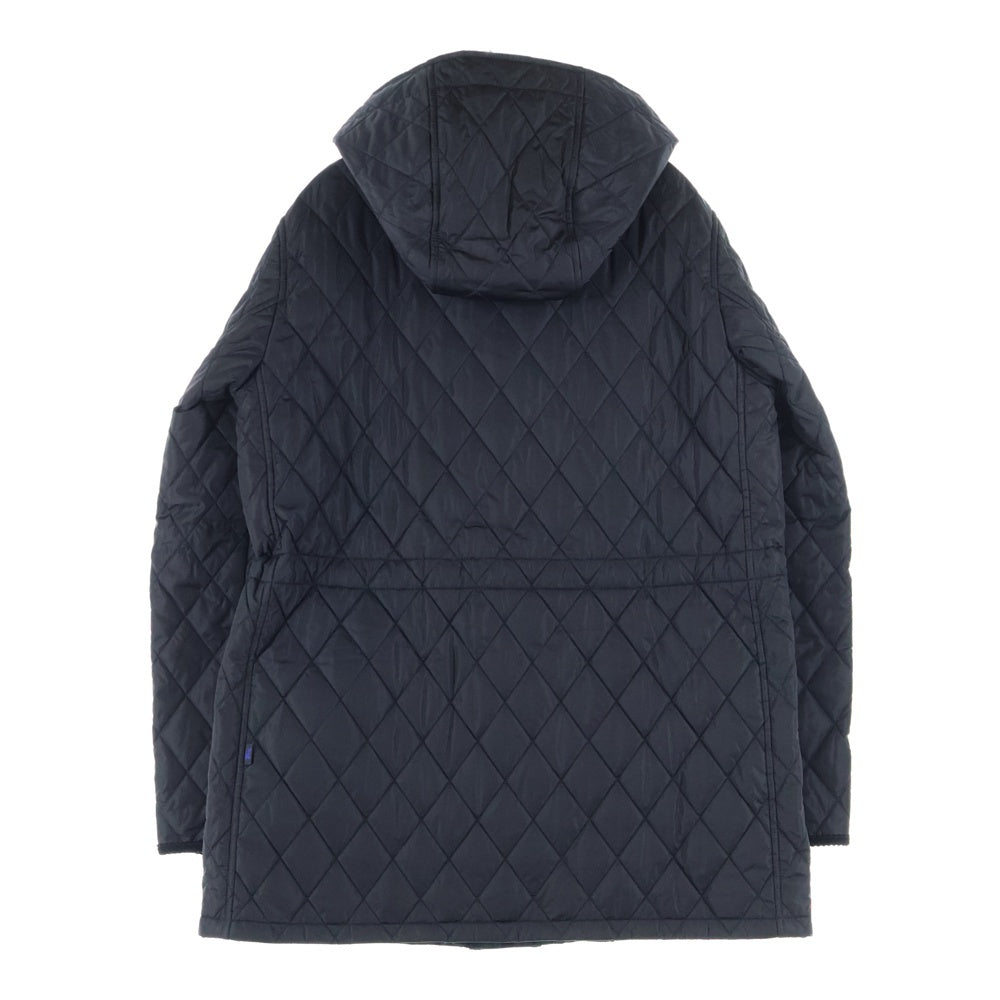 BURBERRY(バーバリー) マルチポケット ドローストリング ジップアップ フーデッド キルティングコート ブラック