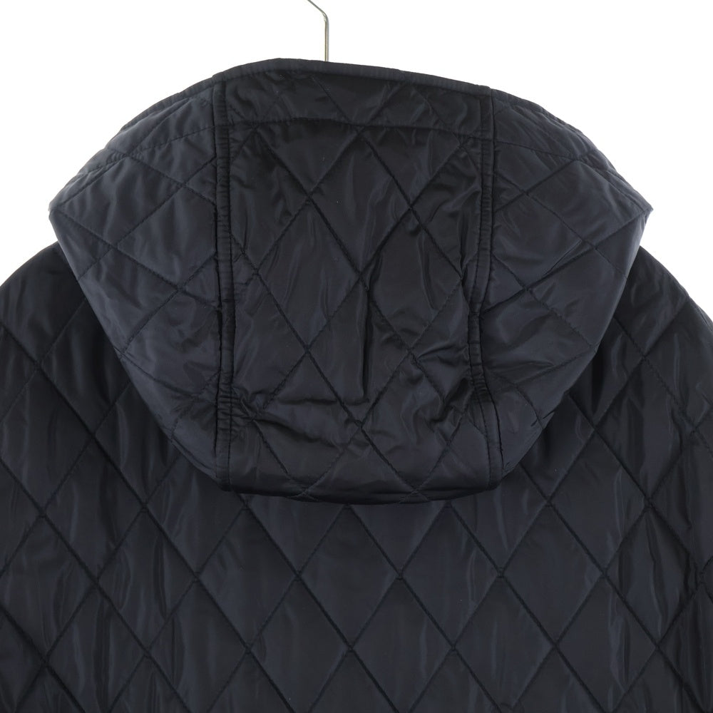 BURBERRY(バーバリー) マルチポケット ドローストリング ジップアップ フーデッド キルティングコート ブラック