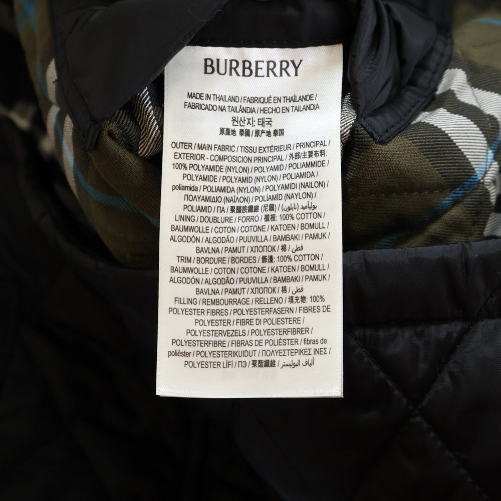 BURBERRY(バーバリー) マルチポケット ドローストリング ジップアップ フーデッド キルティングコート ブラック