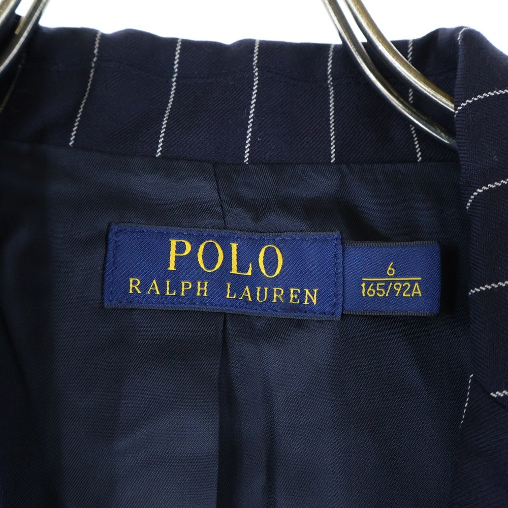 POLO RALPH LAUREN(ポロラルフローレン) 3B ダブルフラップポケット ストラップ柄 テーラードジャケット レディース ネイビー