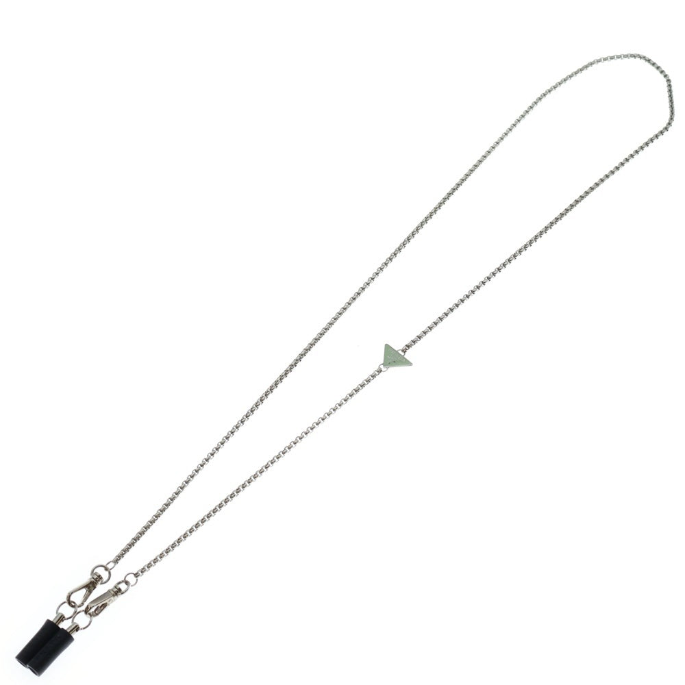 PRADA(プラダ) Airpods&airpods Pro ケース用 三角プレート トライアングルロゴ チェーン シルバー 1ZD006