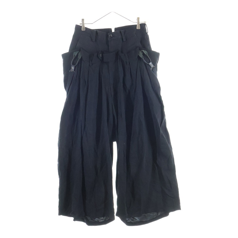Yohji Yamamoto(ヨウジヤマモト) 22AW デニムコンビネーションデザイン レーヨンキュプラサルエル サスペンダーパンツ ブラック FE-P04-827