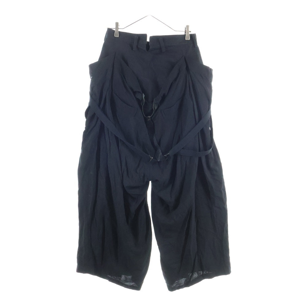 Yohji Yamamoto(ヨウジヤマモト) 22AW デニムコンビネーションデザイン レーヨンキュプラサルエル サスペンダーパンツ ブラック FE-P04-827