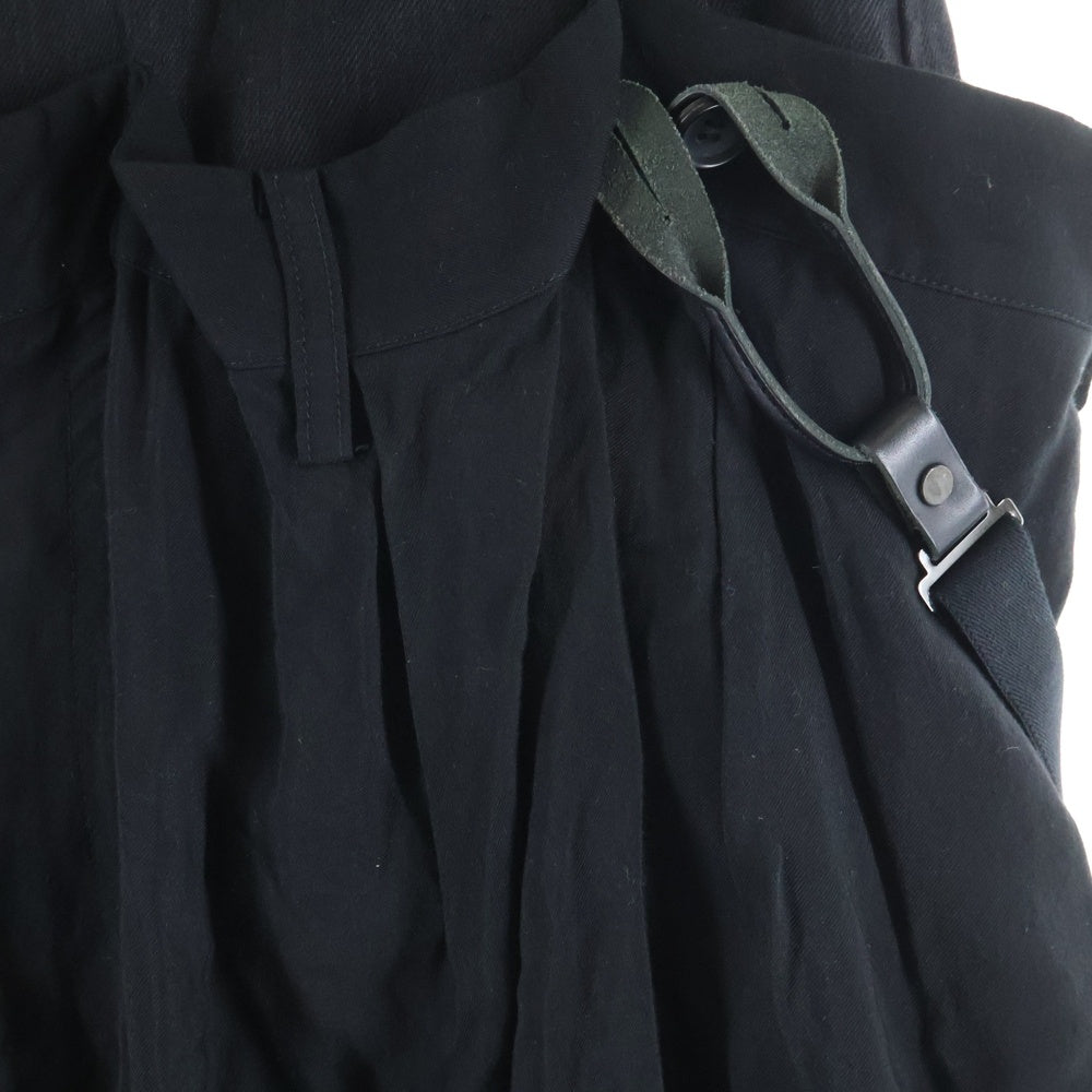 Yohji Yamamoto(ヨウジヤマモト) 22AW デニムコンビネーションデザイン レーヨンキュプラサルエル サスペンダーパンツ ブラック FE-P04-827