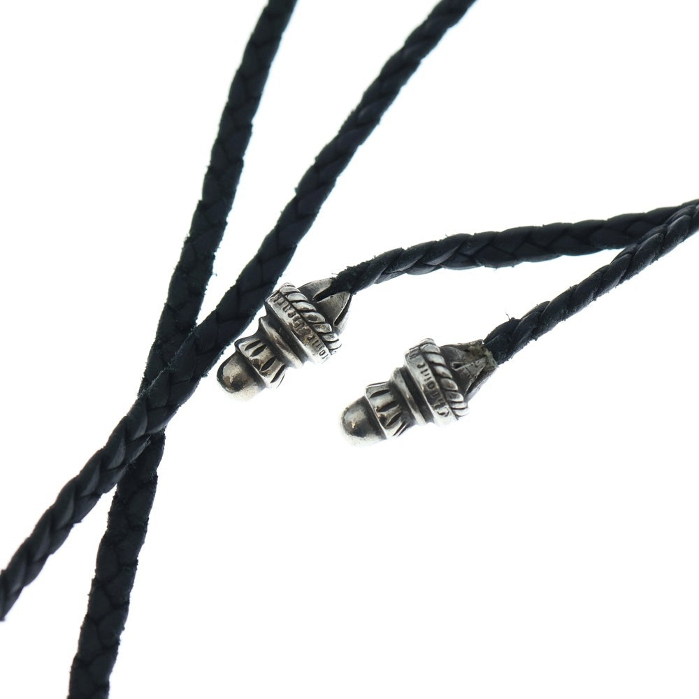 CHROME HEARTS(クロムハーツ) CH CRS LG BC ラージCHクロスペンダント Wボロチップ レザーブレイドネックレス シルバー BCA214