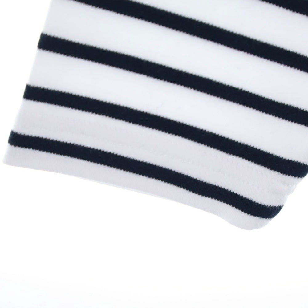 TOMMY HILFIGER(トミーヒルフィガー) エンブレムロゴ刺繍 ボーダー コットン 長袖Tシャツ カットソー ホワイト/ネイビー RE00502