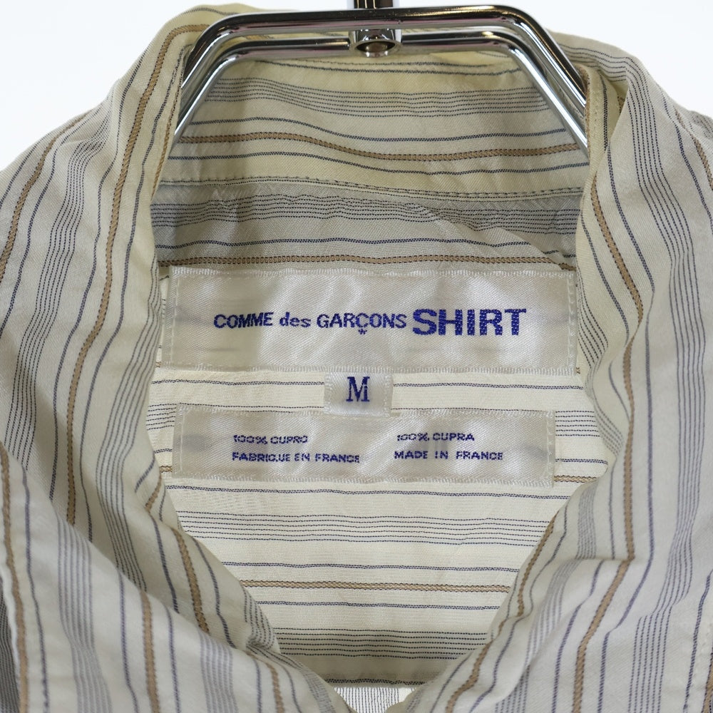 COMME des GARCONS SHIRT(コムデギャルソンシャツ) 00SS レイヤードデザイン ストライプ ジップアップ 半袖 シャツ グレー S08127X