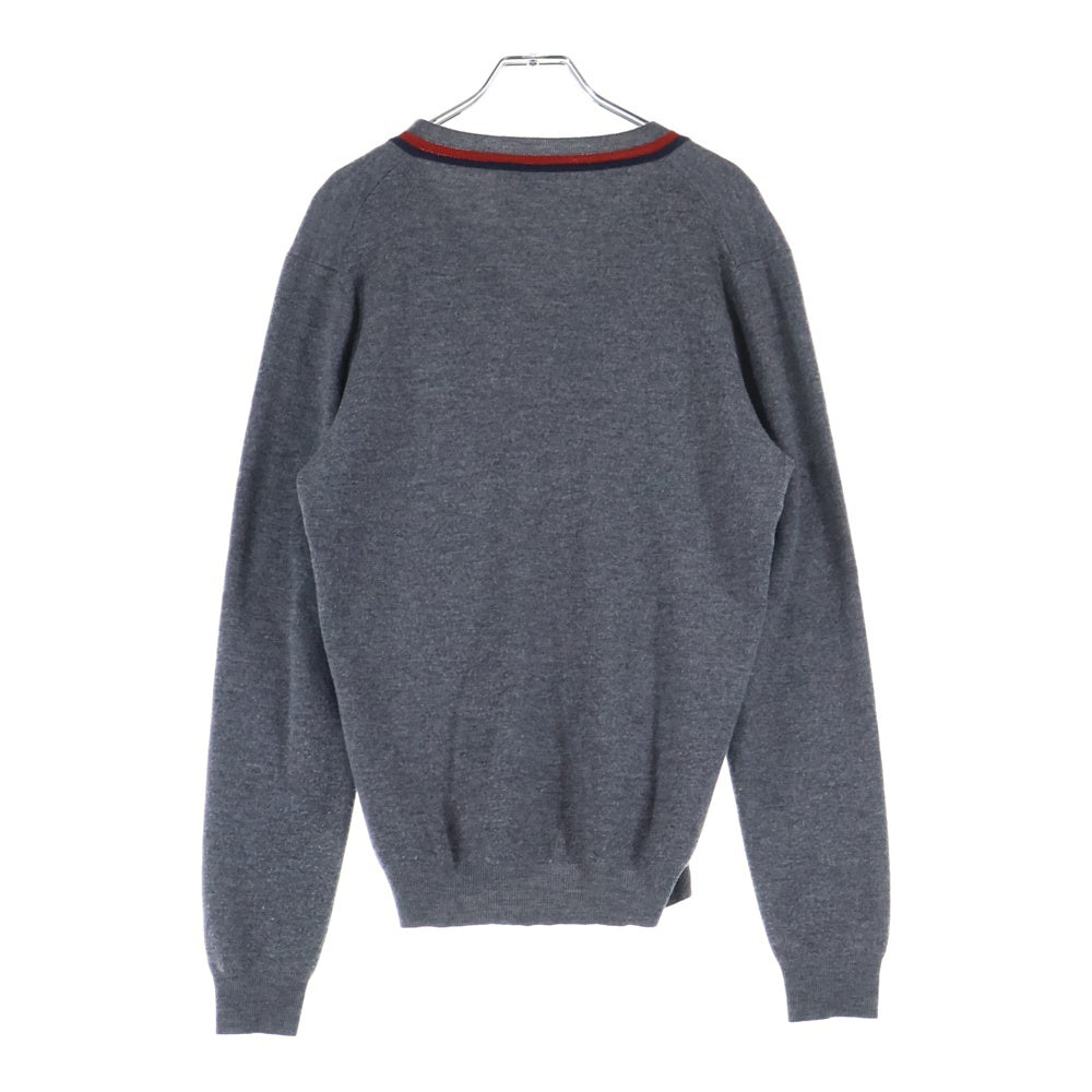 GUCCI(グッチ) ラインデザイン Vネック ニットセーター グレー