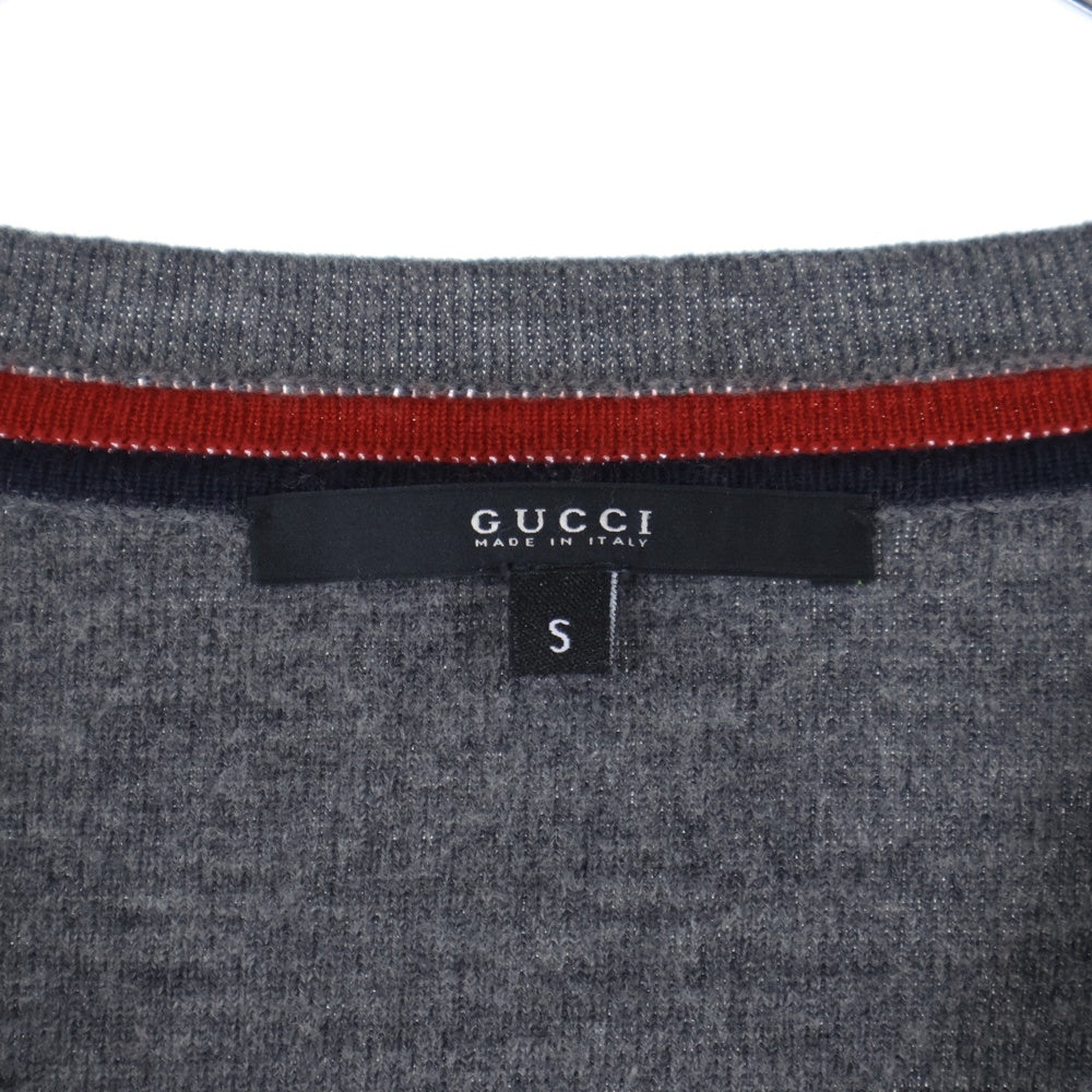 GUCCI(グッチ) ラインデザイン Vネック ニットセーター グレー