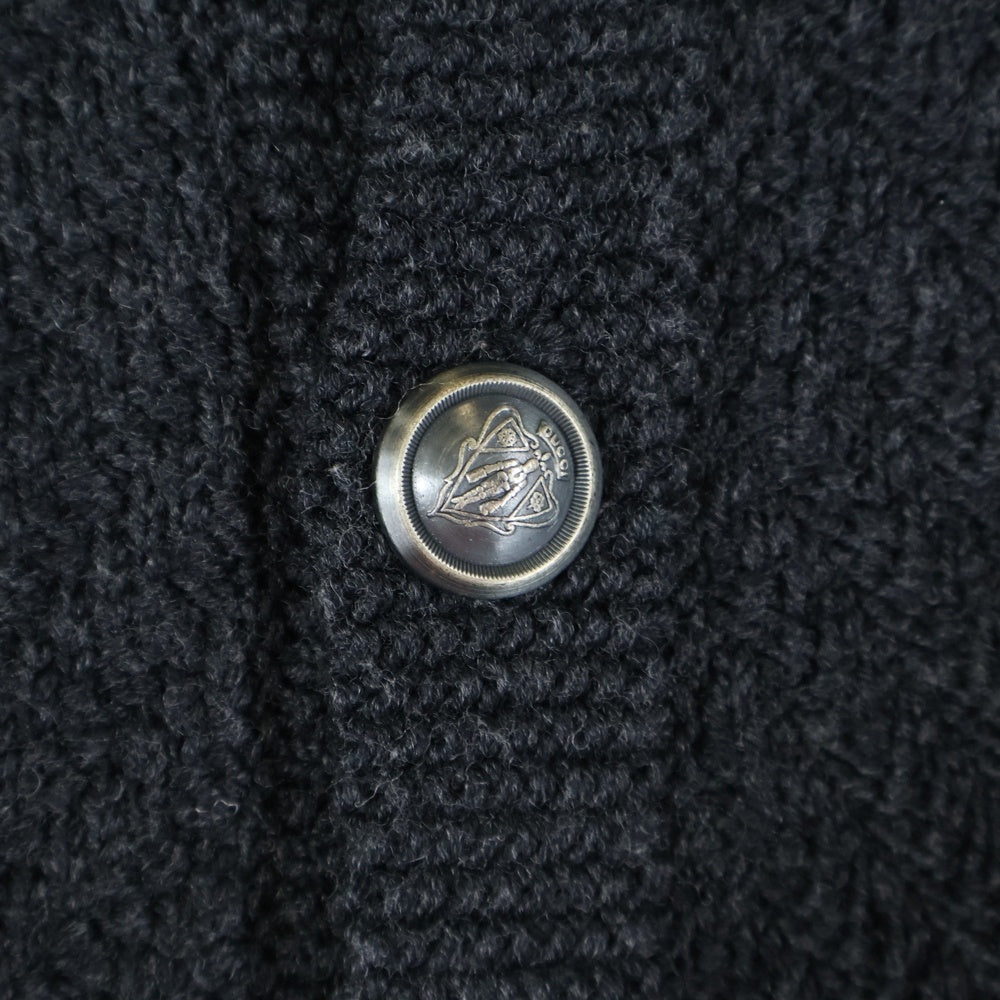 GUCCI(グッチ) ロゴボタン ウール ニットジャケット ハイネックセーター グレー 202774