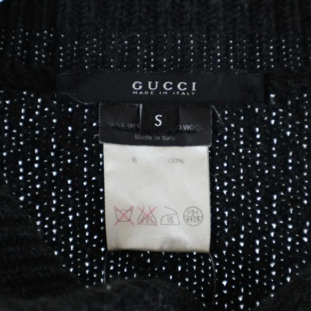 GUCCI(グッチ) ロゴボタン ウール ニットジャケット ハイネックセーター グレー 202774