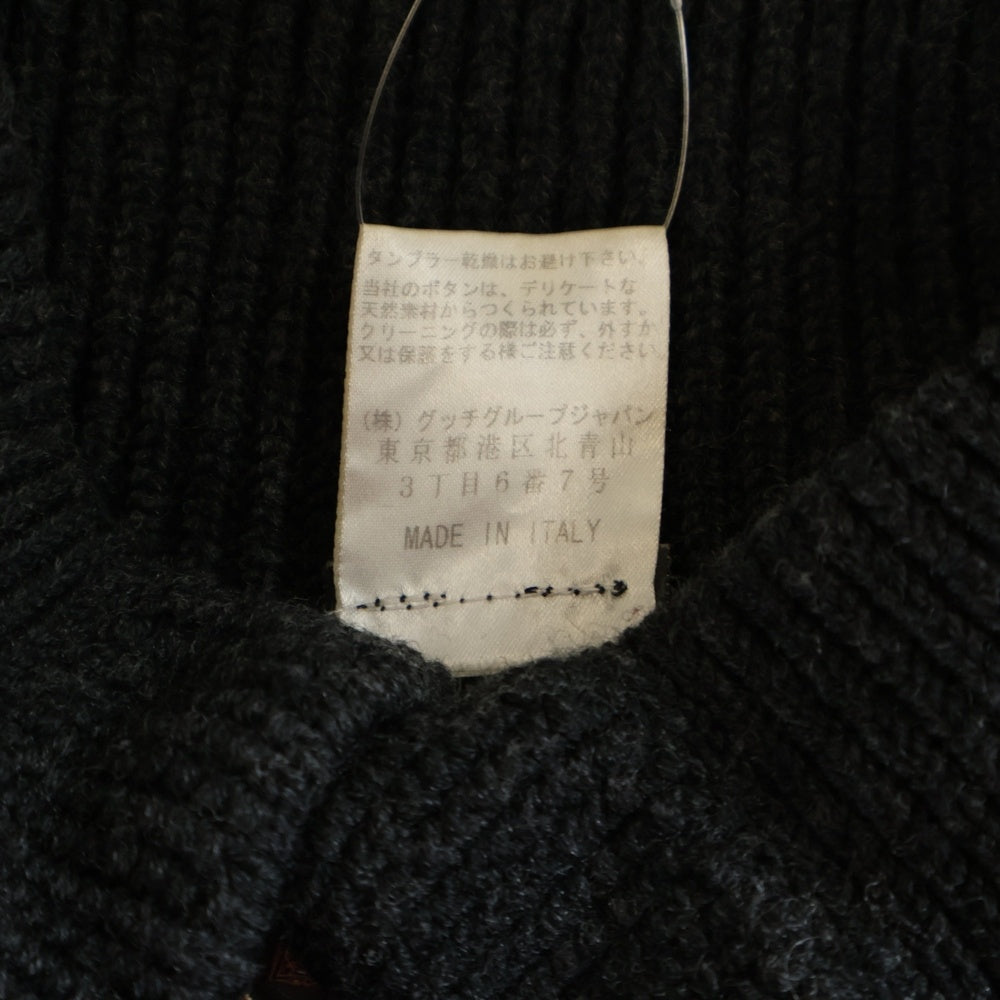 GUCCI(グッチ) ロゴボタン ウール ニットジャケット ハイネックセーター グレー 202774