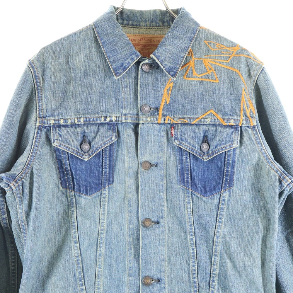 Levi's(リーバイス) ×FUTURA LABORATORIES フューチュラ ラボラトリーズ リメイク エンブロイダリーデザイン バックプリント マルチポケット デニムジャケット インディゴ 70505-02