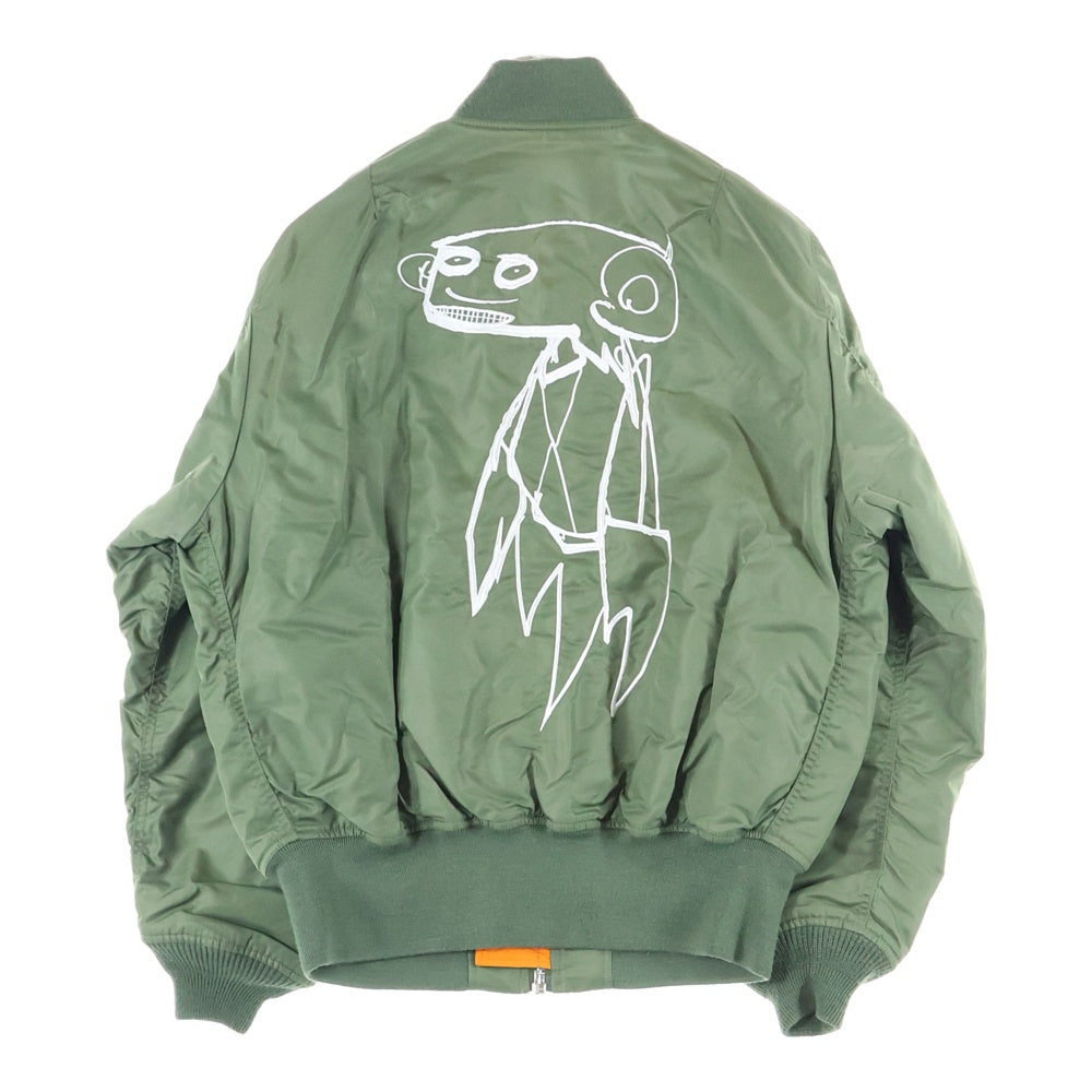 FUTURA LABORATORIES(フューチュラ・ラボラトリーズ) ×NIGOLD MA-1 JACKET ニゴールド フロントロゴエンブロイダリー マルチポケット ジップアップ フライジャケット エムエーワン グリーン