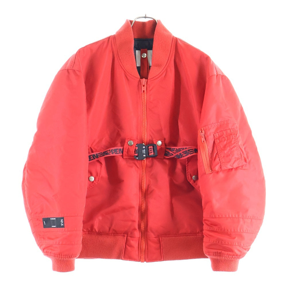 STUDIO SEVEN(スタジオセブン) ロゴデザインコブラベルト付き マルチポケット ジップアップ エムエーワン フライトジャケット レッド 70863642