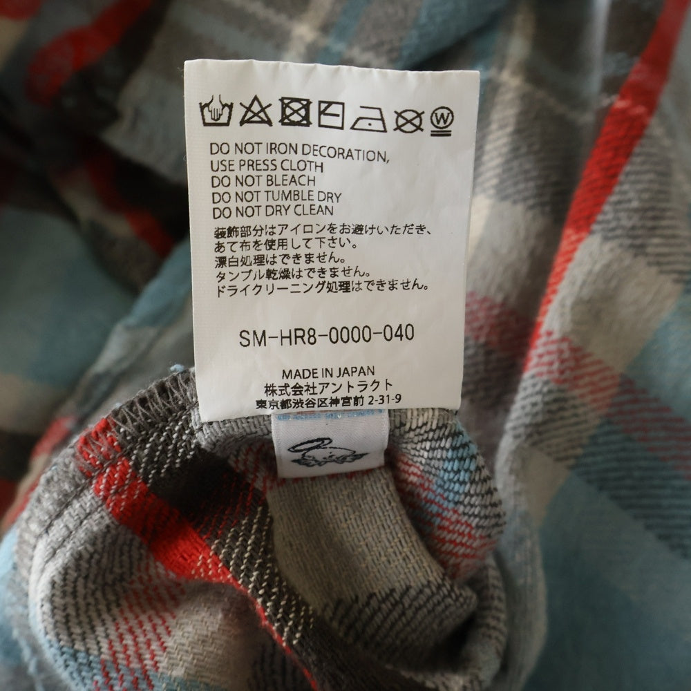 SAINT MICHAEL(セントマイケル) 25SS FLANNEL SHIRT CHECK BLUE チェック柄 ヴィンテージ加工 コットン フランネル長袖シャツ ブルー SM-HR8-0000-040
