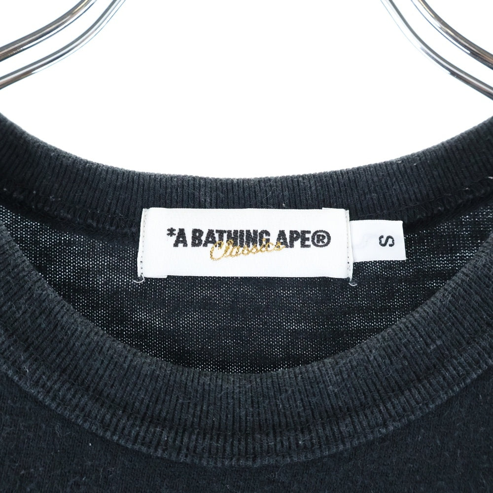 A BATHING APE(アベイシングエイプ) THE BAPE ザ ベイプ フロントロゴデザイン クルーネック カットソー 半袖Tシャツ ブラック