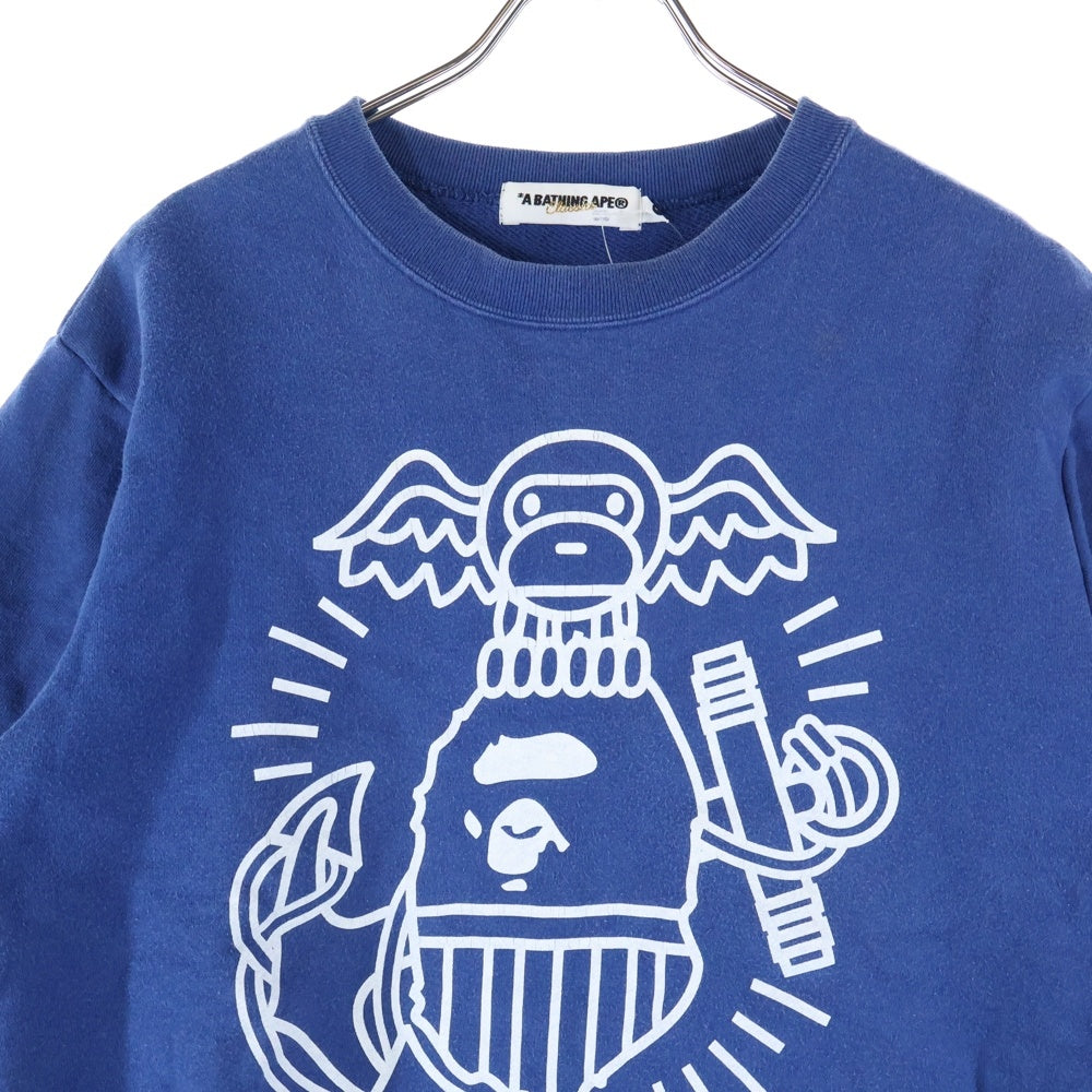 A BATHING APE(アベイシングエイプ) フロントロゴデザイン ベイビーマイロ クルーネック カットソー 半袖Tシャツ ブルー