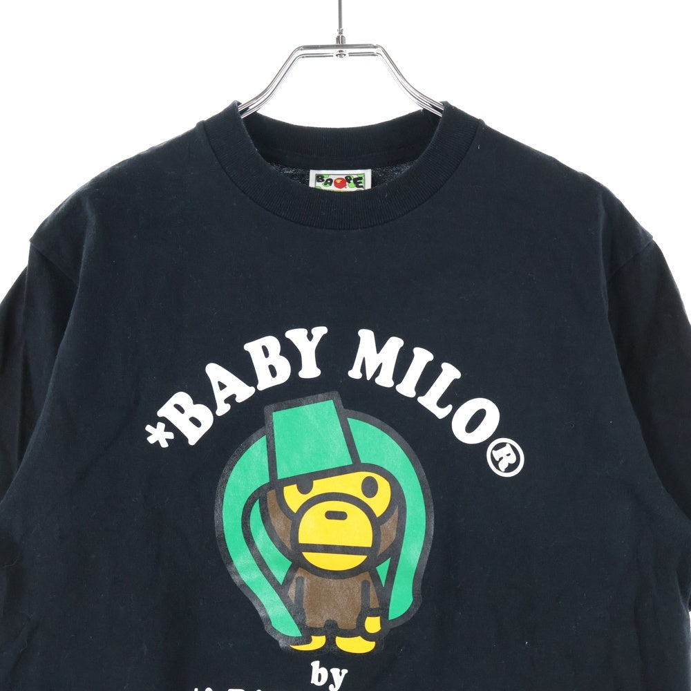 A BATHING APE(アベイシングエイプ) BABY MILO ベイビー マイロ 両面ロゴデザイン クルーネック カットソー 半袖Tシャツ ブラック