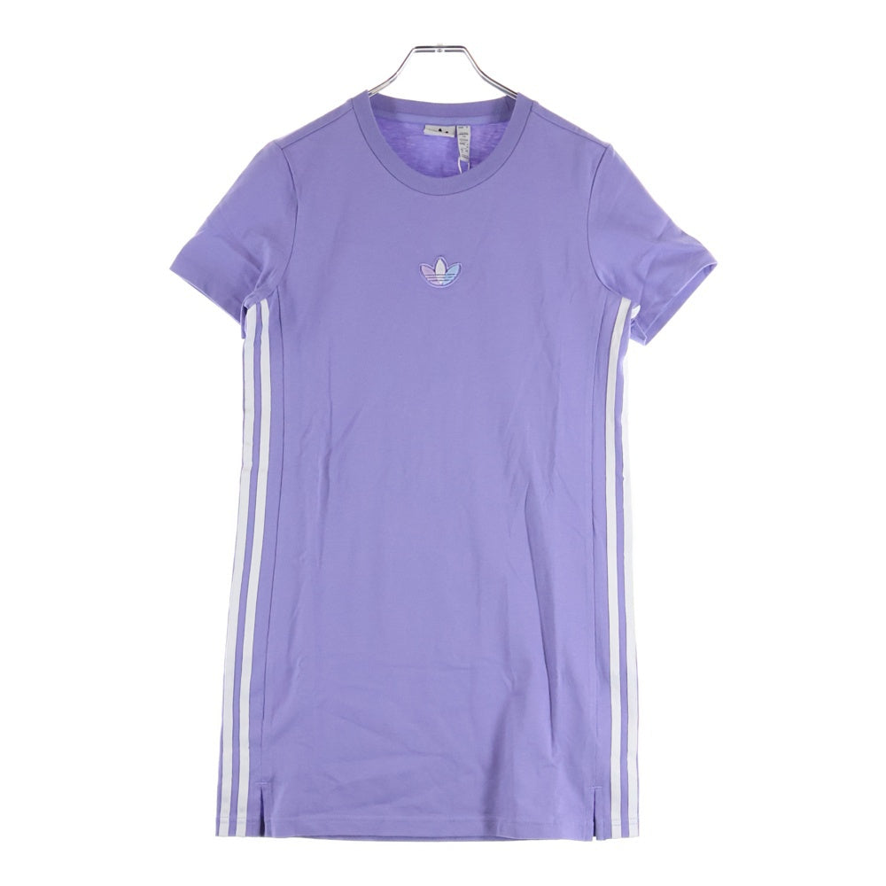 A BATHING APE(アベイシングエイプ) 胸ロゴデザイン サイドライン クルーネック 半袖ワンピース ドレス レディース パープル H39044